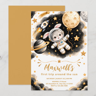 Invitación de cumpleaños número uno de Astronauta 
