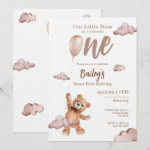 Invitación de cumpleaños número uno de Beary
