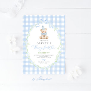 Invitación de cumpleaños número uno de Beary elega