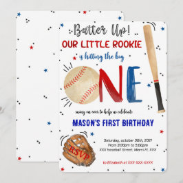 Invitación de cumpleaños número uno de béisbol
