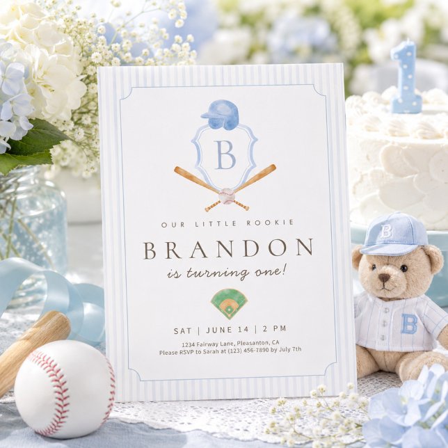 invitación de cumpleaños número uno de béisbol azu (Subido por el creador)