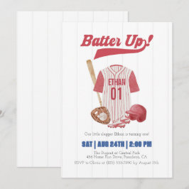 Invitación de cumpleaños número uno de béisbol Red