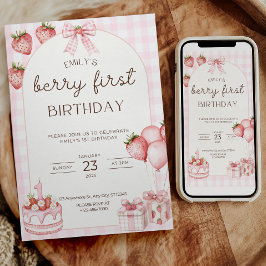 Invitación de cumpleaños número uno de Berry con c