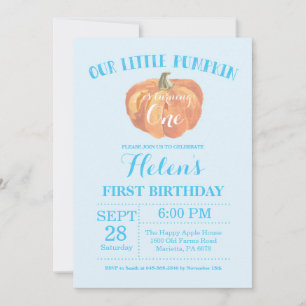 Invitación de cumpleaños número uno de calabaza az
