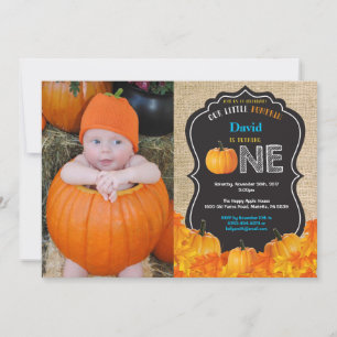 Invitación de cumpleaños número uno de calabaza co