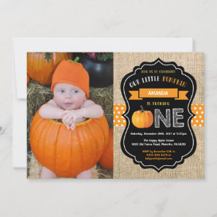 Invitación de cumpleaños número uno de calabaza co