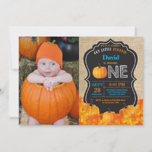 Invitación de cumpleaños número uno de calabaza co