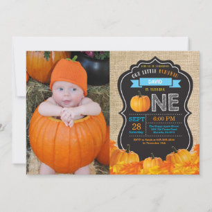 Invitación de cumpleaños número uno de calabaza en