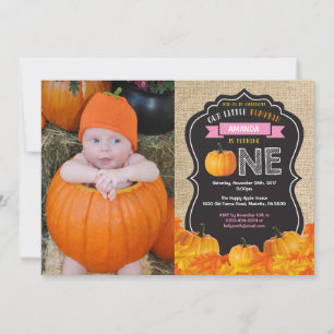Invitación de cumpleaños número uno de calabaza en