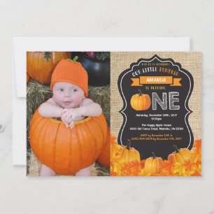 Invitación de cumpleaños número uno de calabaza en