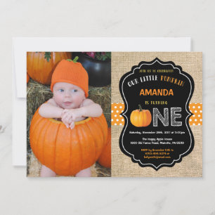 Invitación de cumpleaños número uno de calabaza en