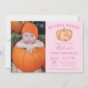 Invitación de cumpleaños número uno de calabaza ro