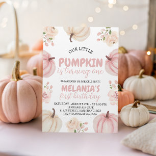 Invitación de cumpleaños número uno de calabaza ro