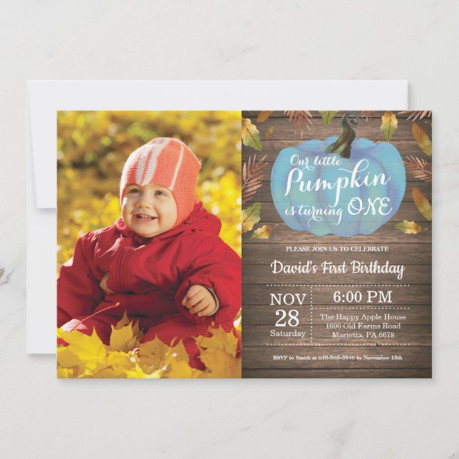 Invitación de cumpleaños número uno de calabaza Ru (Anverso)