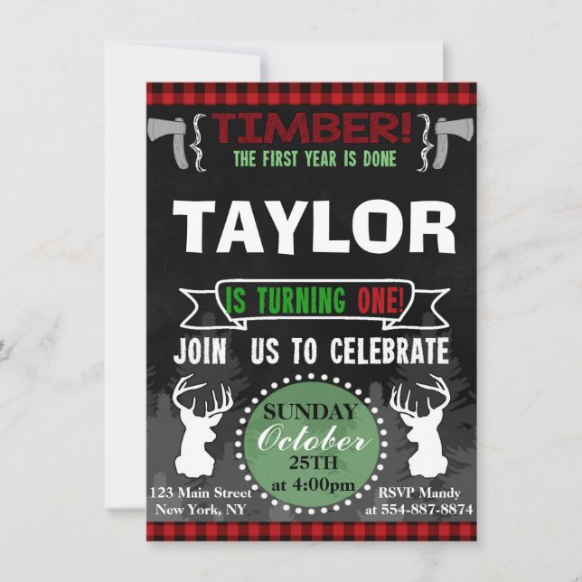 invitación de cumpleaños número uno de camping de  (Anverso)