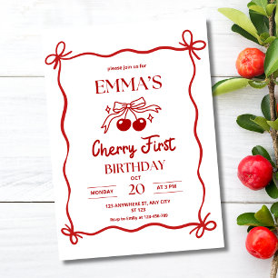 Invitación de cumpleaños número uno de Cherry, bay