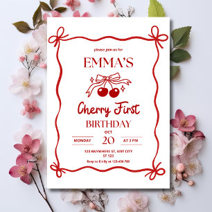 Invitación de cumpleaños número uno de Cherry, bay