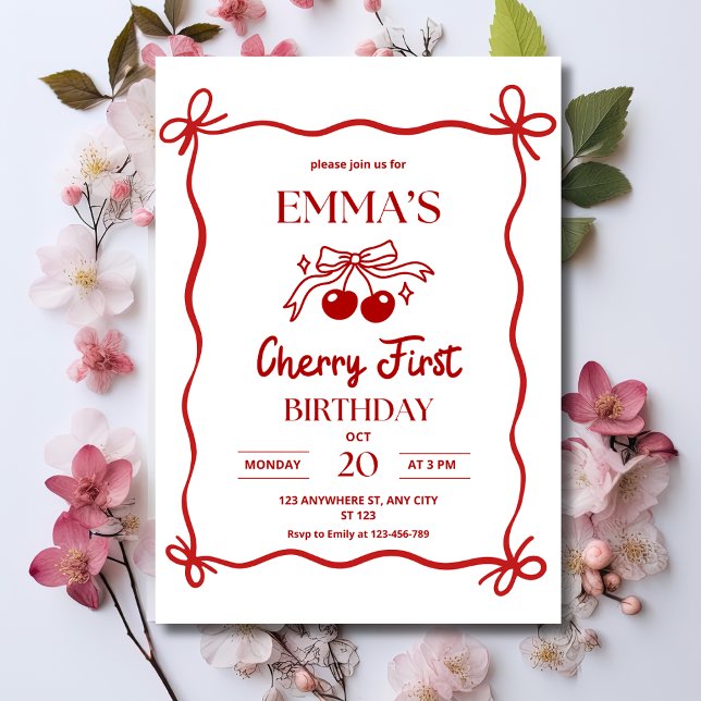 Invitación de cumpleaños número uno de Cherry, bay (Subido por el creador)