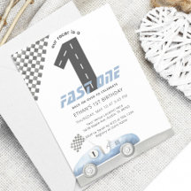 Invitación de cumpleaños número uno de coche de ca
