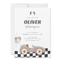 Invitación de cumpleaños número uno de coche de ca
