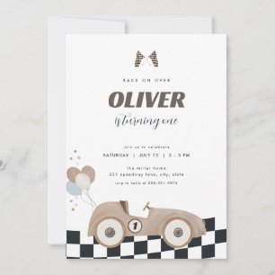 Invitación de cumpleaños número uno de coche de ca