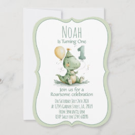 Invitación de cumpleaños número uno de dinosaurio