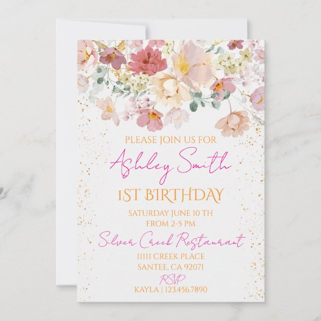 Invitación de cumpleaños número uno de Dloral (Anverso)