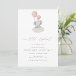Invitación de cumpleaños número uno de elefante ro