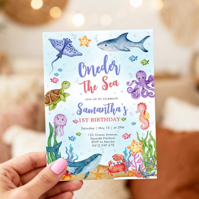 Invitación de cumpleaños número uno de fiesta bajo (Subido por el creador)