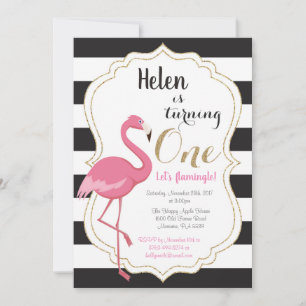 Invitación de cumpleaños número uno de flamenco ni