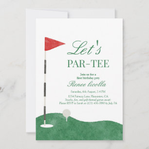 Invitación de cumpleaños número uno de golf Green 