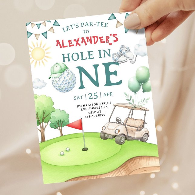 Invitación de cumpleaños número uno de golf Hole i (Subido por el creador)