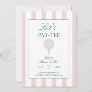 Invitación de cumpleaños número uno de golf Pink L