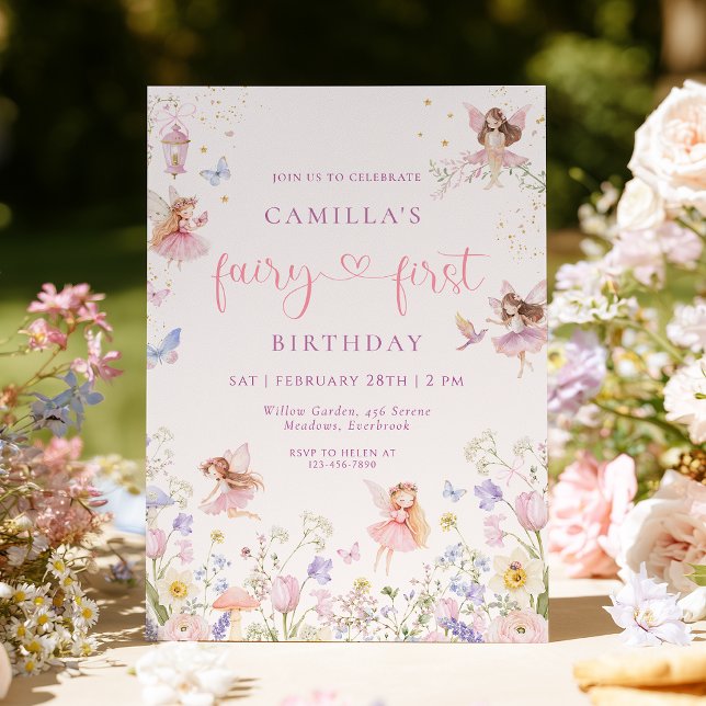 Invitación de cumpleaños número uno de hada con ac (Subido por el creador)