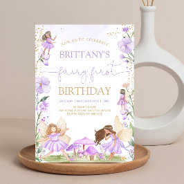 Invitación de cumpleaños número uno de hada con fl