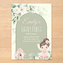 Invitación de cumpleaños número uno de hada de flo
