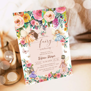 Invitación de cumpleaños número uno de Hada de Flo