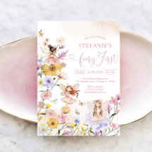 Invitación de cumpleaños número uno de Hada de Flo