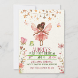 Invitación de cumpleaños número uno de hada del bo