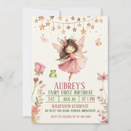 Invitación de cumpleaños número uno de hada del bo
