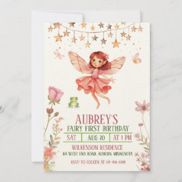 Invitación de cumpleaños número uno de hada del bo