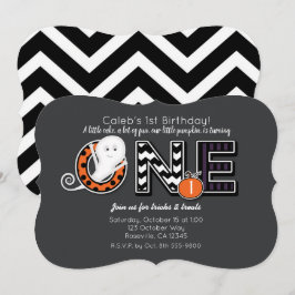 Invitación de cumpleaños número uno de Halloween d