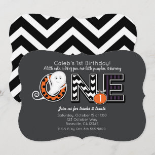 Invitación de cumpleaños número uno de Halloween d
