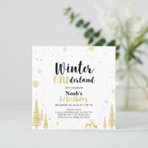 Invitación de cumpleaños número uno de invierno Bl