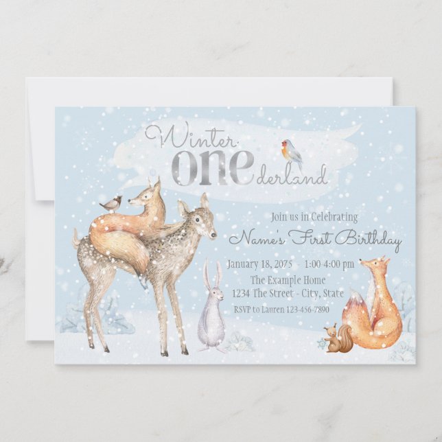 Invitación de cumpleaños número uno de invierno pa (Anverso)