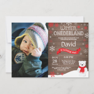 Invitación de cumpleaños número uno de Invierno Rú