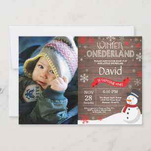 Invitación de cumpleaños número uno de Invierno Rú