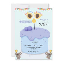 Invitación de cumpleaños número uno de koala lindo