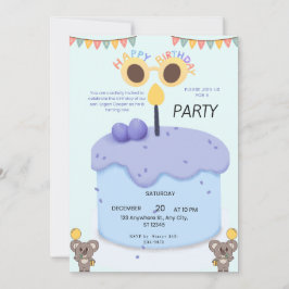 Invitación de cumpleaños número uno de koala lindo