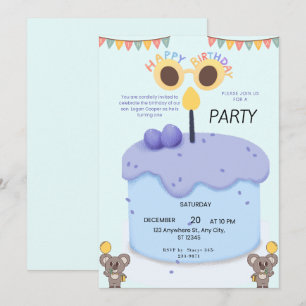 Invitación de cumpleaños número uno de koala lindo